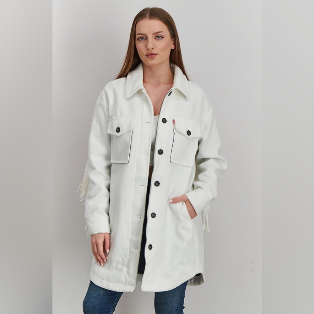Levi’s Women Light Cream Fringe Fashion Jacket.